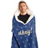 Hooded Blanket - Ahoy Nautical Golden Retriever